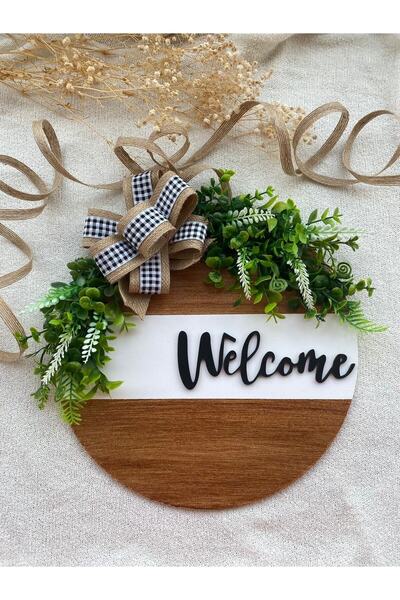 HOBİ55 Στολίδι πόρτας - Στολίδι εξωτερικής πόρτας Welcome - Αξεσουάρ τετράγωνης μπροστινής πόρτας Syh.