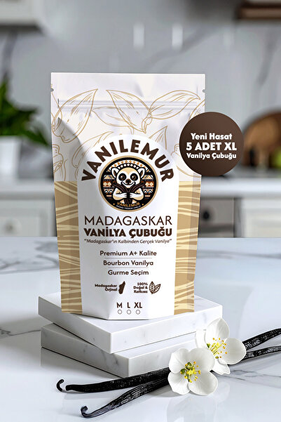 Vanilya Çubuğu Organik Madagaskar Vanilyası 5 Adet XL Kilitli Paket(Vanilemur)