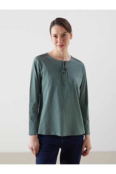 LC Waikiki Tie Collar Embroidered Women's Blouse