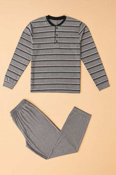 Redline Brink Regular Gray Men's Long Sleeve Pajama Set