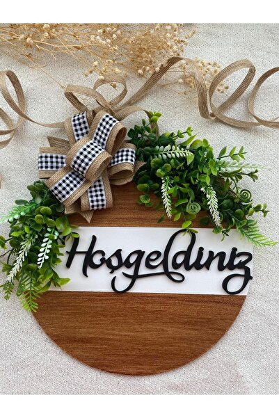 HOBİ55 Kapı Süsü - Dış Kapı Süsü Hoşgeldiniz Kareli - Kapı Önü Aksesuarı