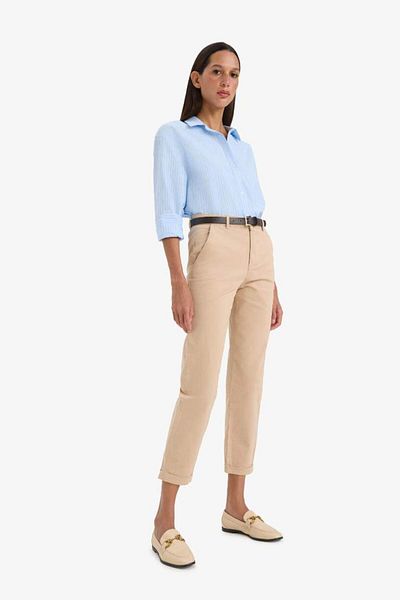 DeFacto New Season Carrot Fit Gabardine Belted Trousers with Pocket High Waist