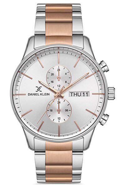 Daniel Klein Rose Gold/Metallic Steel Bracelet Men's Wristwatch with Calendar