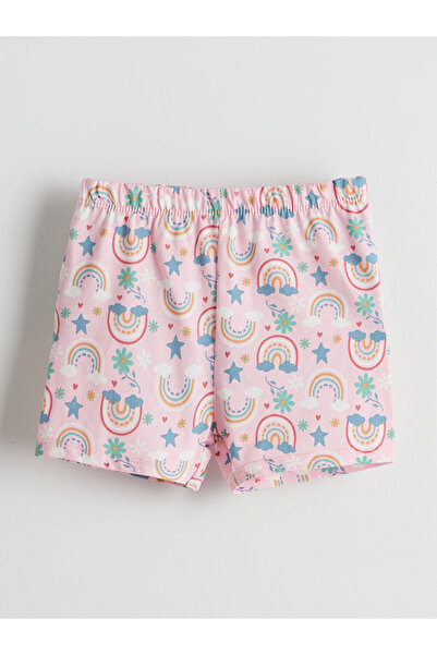 LC Waikiki Nevavm Printed Baby Girl Shorts with Elastic Waistband