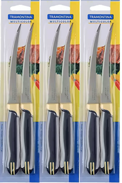 Pinkev Tramontina 6'lı Set Paslanmaz Çelik Uzun Kıvrık Tırtıklı Çok Amaçlı Mu...
