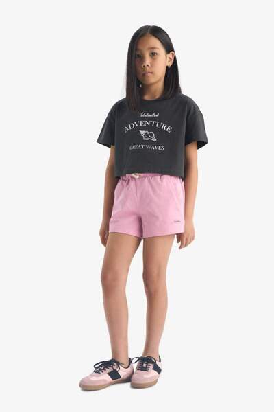 DeFacto New Season Girl's Printed Shorts with Elastic Waist