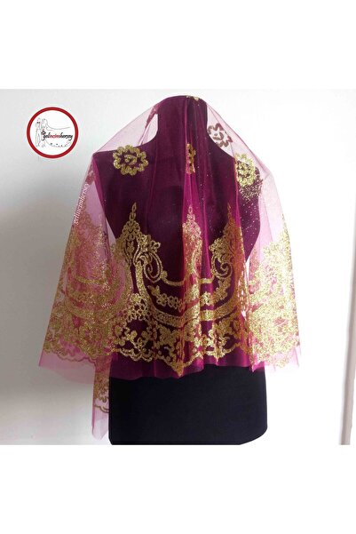 Gelincimherşey Fuşya Simli Gelin Duvak El Gülü Komple Set