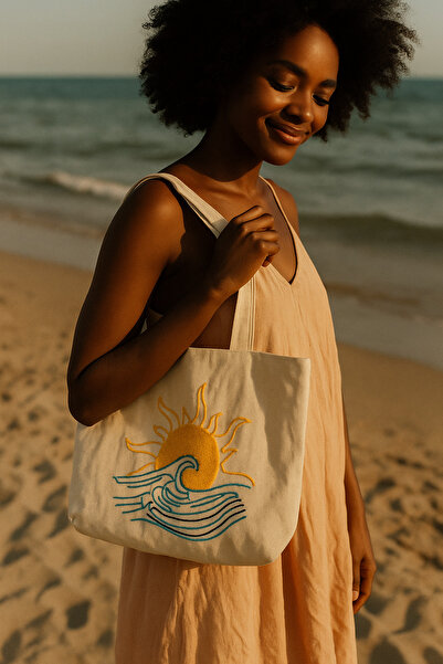 Rell Home Χειροποίητη τσάντα με κέντημα σε στυλ Βοηθείας | Τσάντα μποξ | Τσάντα παραλίας