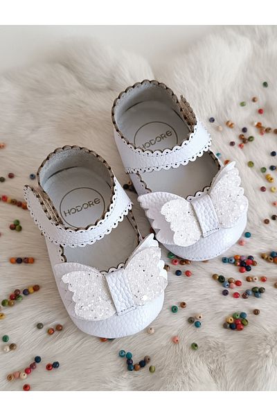 Hodore Angel White Genuine Leather Baby Loafer Booties