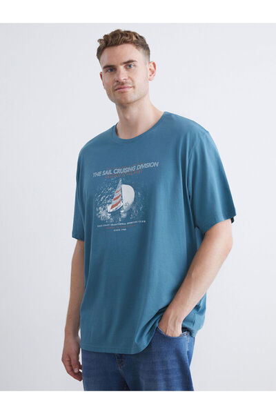 LC Waikiki Ανδρικό μπλουζάκι από βαμβάκι με στάμπα με λαιμόκοψη