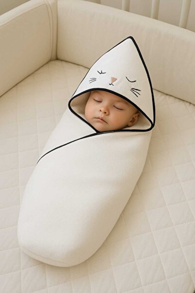 Fronte Home منشفة حمام وشاطئ للأطفال بتصميم قطة مطرزة - 100% قطن