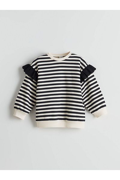 LC Waikiki New Season Crew Neck Striped Girl's Sweatshirt - W52848Z1