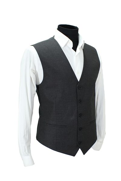 MENTOR REGALO Men's Vest V-Neck Black Dobby 50580