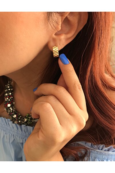 XUPİNGS JEWELRY Kordon Model 14 Ayar Rengi Xuping Mini Kalın Halka Küpe