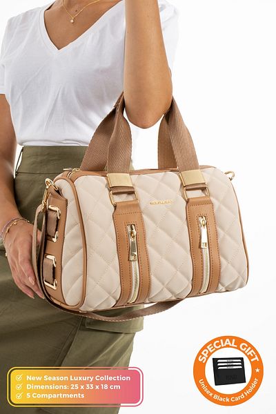 Just Polo Original Women's Cylinder Sports Model Quilted Large Volume Cross Strap Large Size Stylish Shoulder Bag