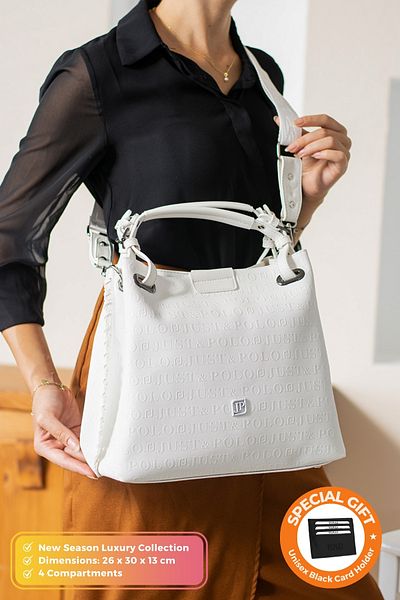 Just Polo Original Women's New Season 4 Compartment Luxury Soft Leather Adjustable Cross Column Strap Shoulder Bag