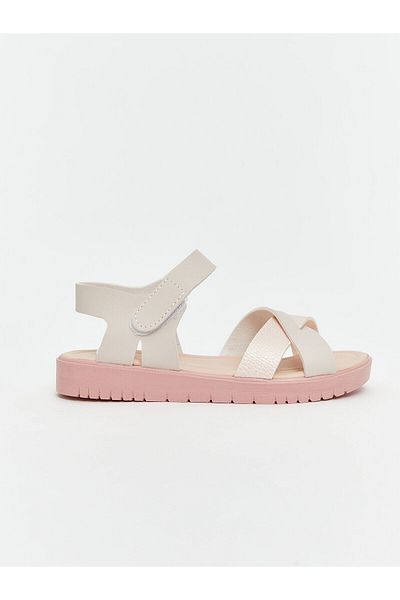LC Waikiki Lcw Steps Pink Cross-Strapped Velcro Girls Sandals