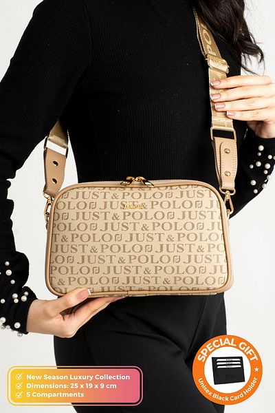 POLOGRAND London Original Just Polo Collection 5 Compartment Luxury Soft Leather Adjustable Cross Strap Shoulder Bag
