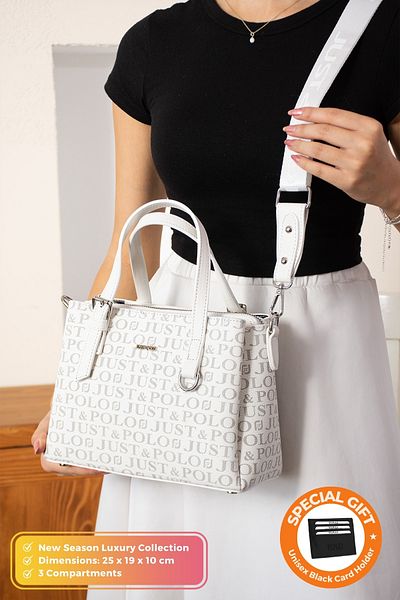 Just Polo Original Women's New Season 3 Compartment Luxury Soft Leather Adjustable Cross Column Strap Shoulder Bag