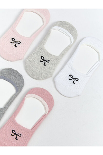 LC Waikiki New Season Bow Patterned Girls' Ballerina Socks 5-Piece - S5Nr65Z4