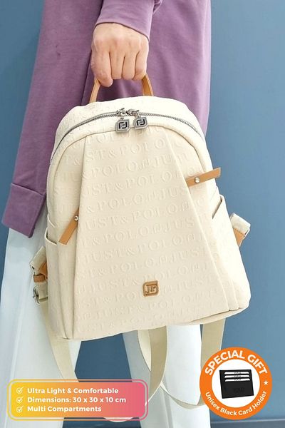 Just Polo Original Women's New Season Luxury Comfort Model Multi-Eye Trend Stylish Backpack with Adjustable Strap