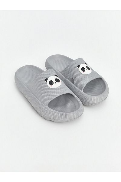 LC Waikiki Lcw Steps Gray Panda Printed Girl's Slippers
