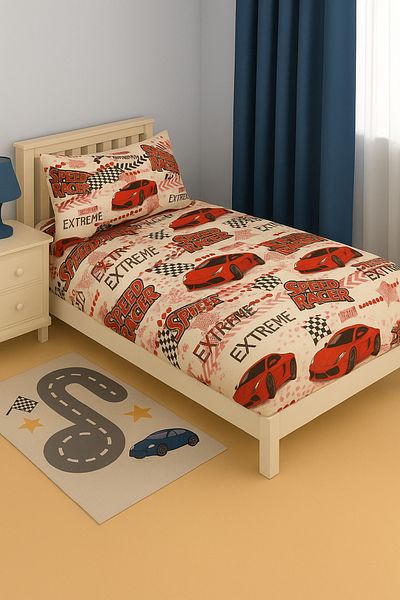 sehra Single Cotton Fitted Sheet + 1 Pillowcase Set Quality Durable Children's Pattern Set