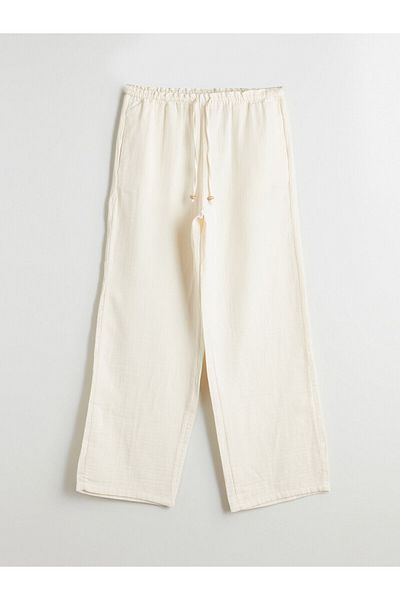 LC Waikiki New Season Elastic Waist Wide Leg Muslin Women's Trousers - S5M279Z8