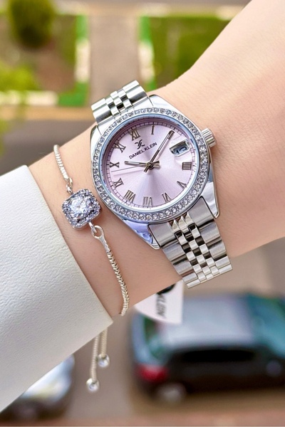 Daniel Klein Kadranı Pembe Kordonu Gümüş Renk 33 Mm Kadın Kol Saati