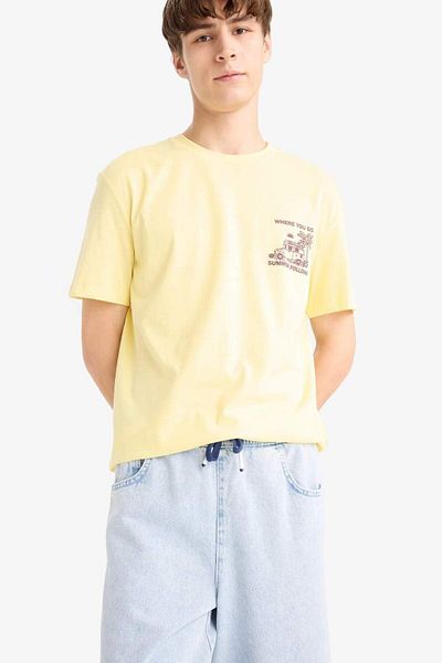 DeFacto New Season Regular Fit Crew Neck Printed Short Sleeve T-Shirt