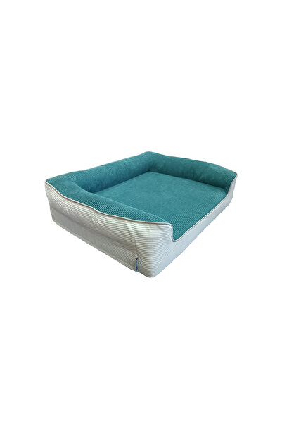 viscopet Premium Sofa Blok Sungerli Alezli Fermuarlı Yıkanabilir Köpek Yatağı-kremyesil