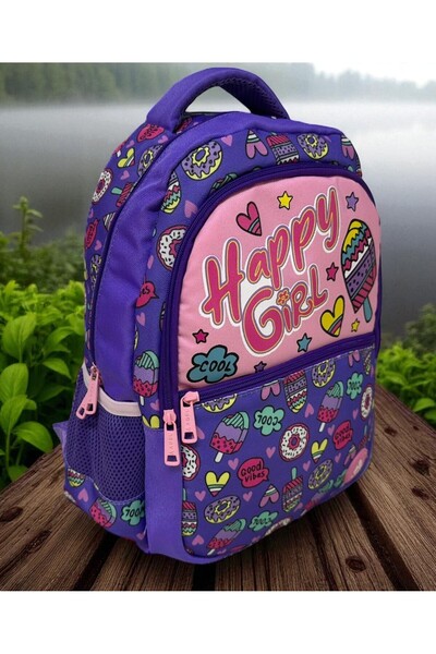 Adel Junior Backpack Happy Girl School Bag Lunchbox and Pen Holder Set of 3