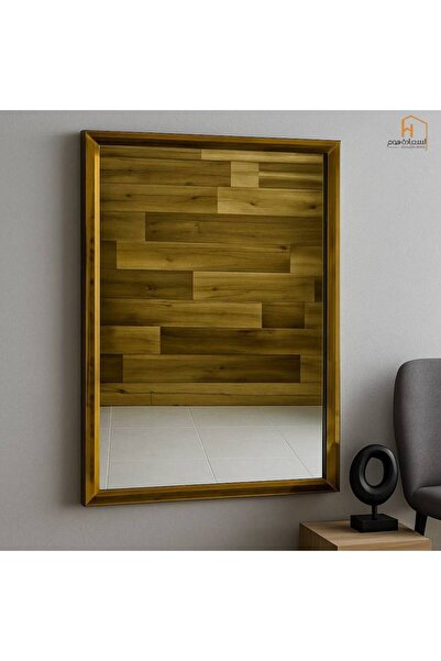 Al Saada Home مرآة نسائية بإطار فولاذي - ذهبي - 80×60
