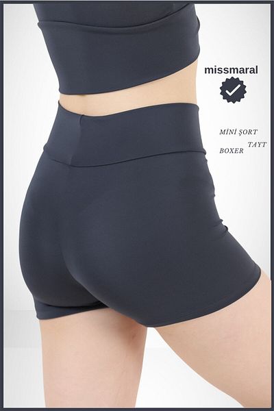 missmaral Women's Anthracite High Waist Gathering Underwear Non-Showing Boxer Shorts – for Sea Pool & Daily Use