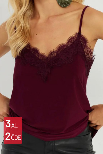Mogi Butik Women's Lace Detailed Strap Sandy Blouse 3031
