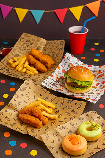 Dekals 100 Adet Karışık Desenli Estetik Parti Servis Sunum Kağıdı