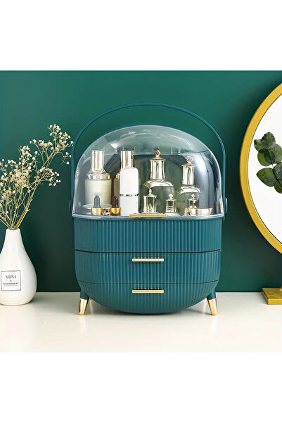 Bogadini Πλαστικός οργανωτής μακιγιάζ, διαφανές πράσινο, πολλαπλά διαμερίσματα