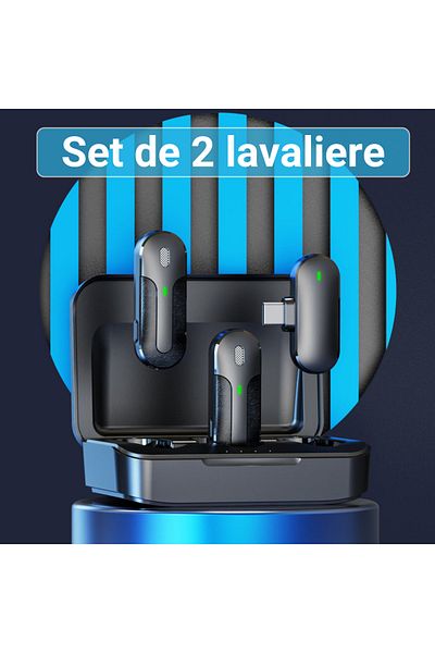 Inteliced Set of 2 Lavalier Microphones with Charging Case, Inteliced®, Wireless, Wireless Connection