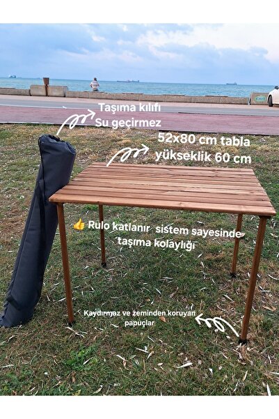 MrtAhşap Rulo Katlanır Sistem Ahşap Kamp Piknik Masası