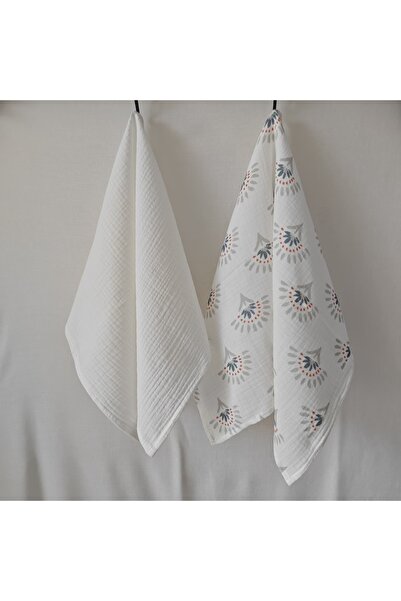 Butik Serdivan 100% Cotton Muslin Drying Cloth Set (Piece of 2) Ecru and Larg...