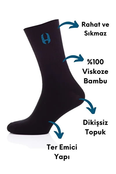 Handarte 6 Pack Breathable Anti-Odor Heel Seamless 100% Bamboo Long Socks |   Handarte ®