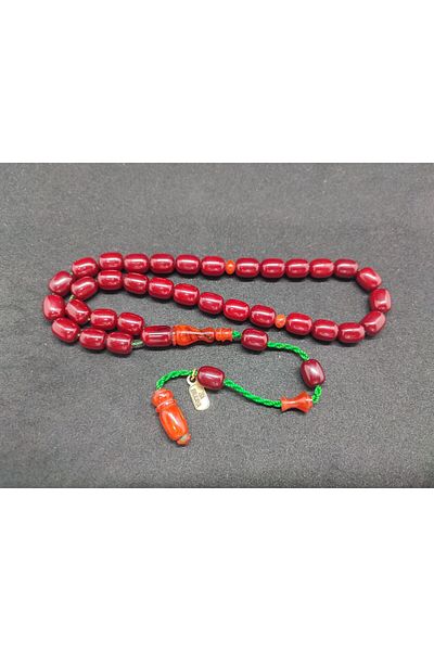 İskeçe Exclusive Jesus Balkaya Masterpiece Double Piece Imame Old Style Countersunk Old Tightening Amber Certified 8295