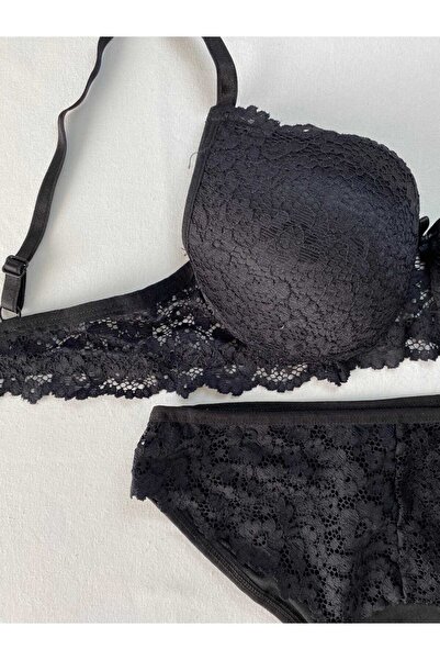 ST iç giyim Kadın Dolgulu(Destekli) Balenli(Telli) Dantelli Sütyen Takımı