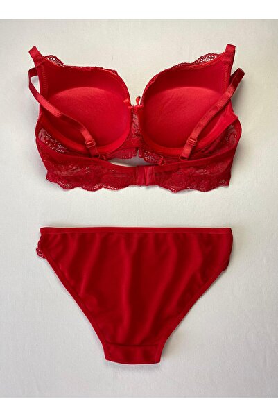 ST iç giyim Kadın Dolgulu(Destekli) Balenli(Telli) Dantelli Sütyen Takımı