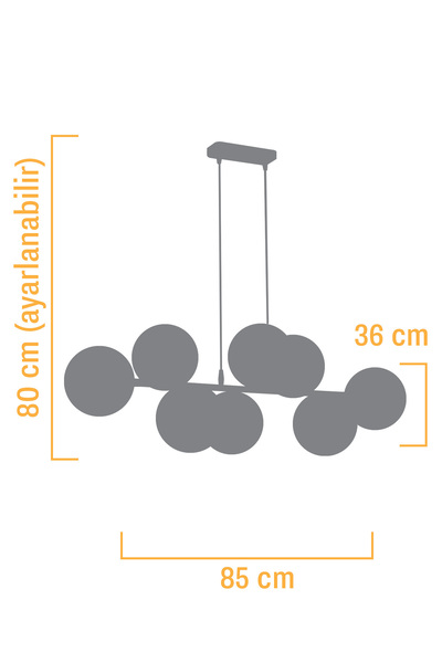 avimonaydınlatma Cross 8'li Beyaz - Altın Modern Beyaz Glob Camlı Sarkıt Avize Oturma Odası Salon Mutfak