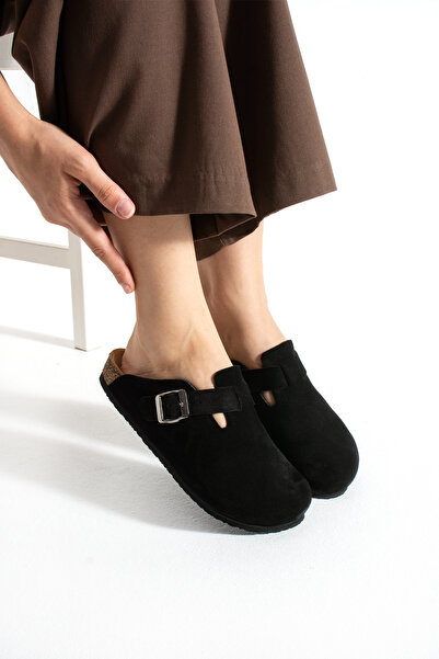 Mycorni Unisex Anatomik Ark Destekli Doğal Mantar Tabanlı Süet Deri Taba Kapalı Sabo Terlik