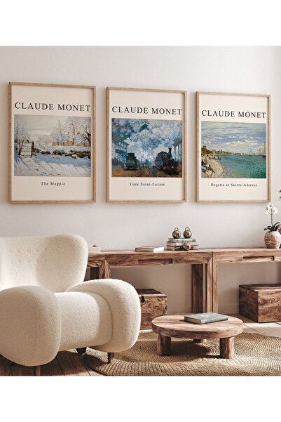 postick Art Estetik Duvar Dekor Tasarım Ev Ofis Modern Sanat Claude Monet 3'l...