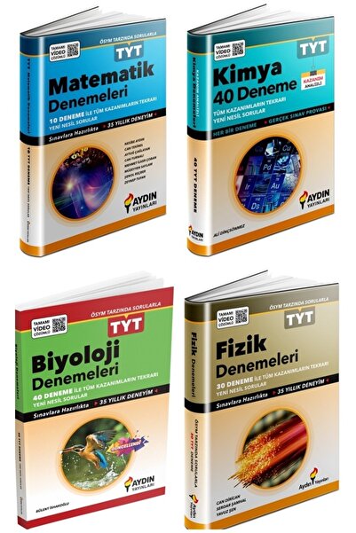 Aydın Yayınları Aydın 2025 Tyt Matematik + Fizik + Kimya + Biyoloji Deneme Se...