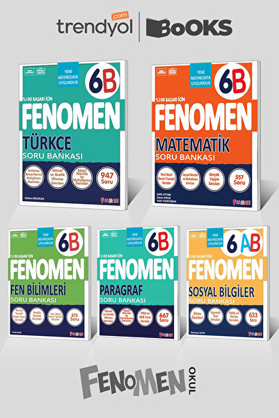 Fenomen Yayıncılık FENOMEN 6 B Set (Türkçe,Matematik,Fen,Sosyal,Paragraf) *Gü...