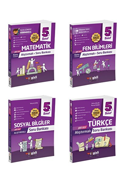 Gizli Yayınları Gizli 2025 5. Sınıf Matematik + Türkçe + Fen + Sosyal Alıştır...